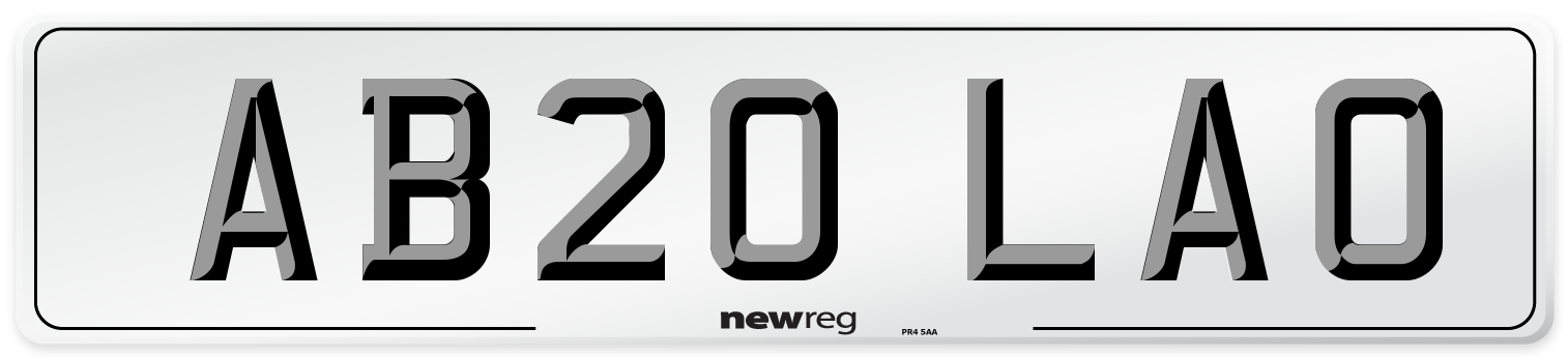 AB20 LAO Number Plate from New Reg